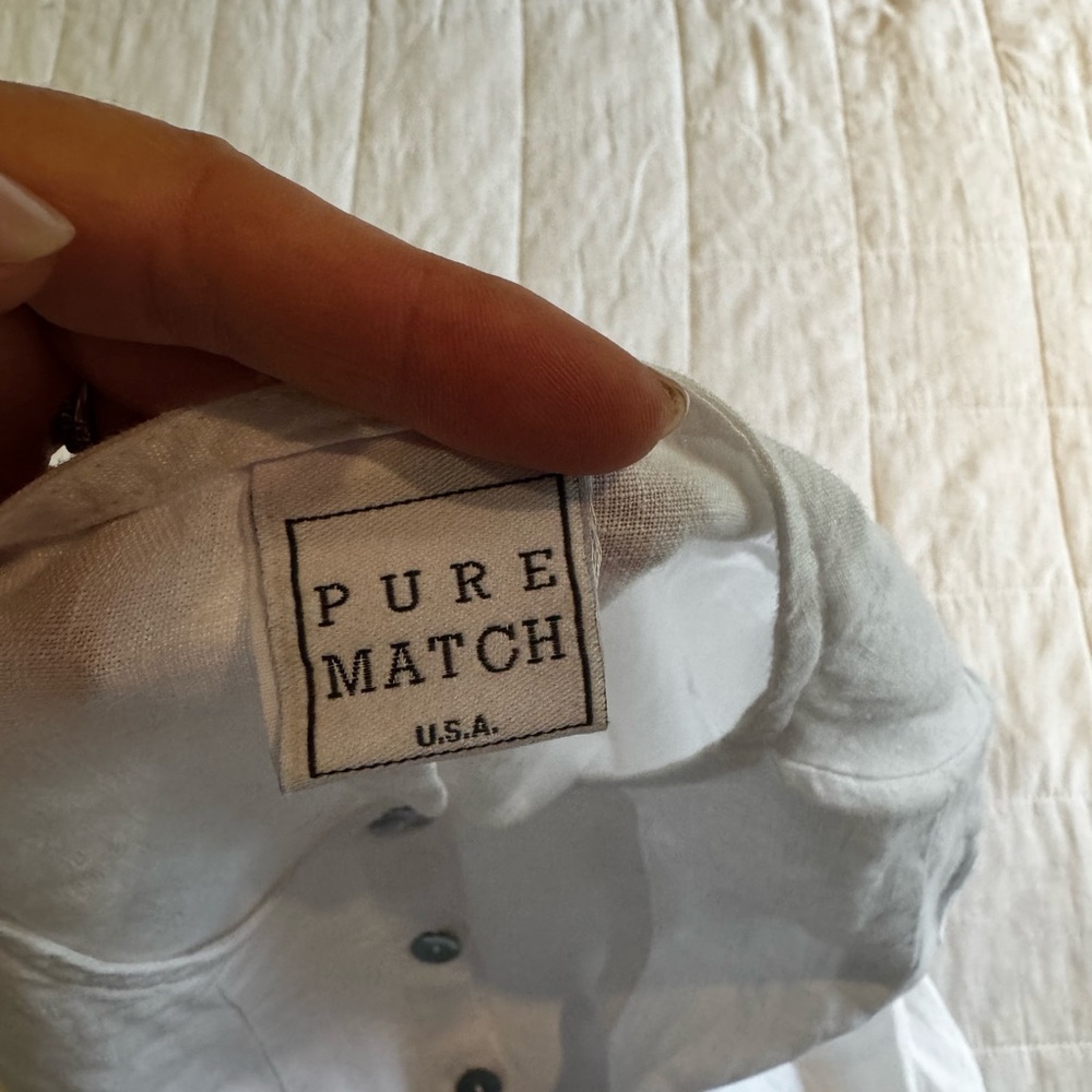 White Linen Button-Front Top - Picture 4 of 4